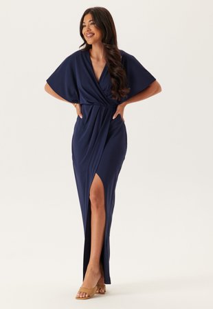 Bubbleroom Occasion-Wrap Slit Maxi Dress-XXS