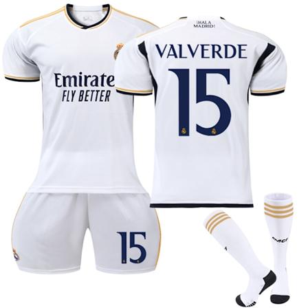 2023-2024 Real Madrid Hjemme Fotballtrøye for Barn Z X nr 15 VALVERDE nr 15 VALVERDE 10-11 Years