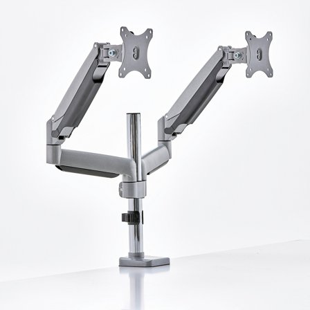 Monitorarm, doppelt, Gasdruckfeder, silber