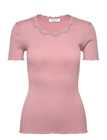 Rosemunde Rwbeatha Silk Ss Lace T-Shirt - Pink - XS