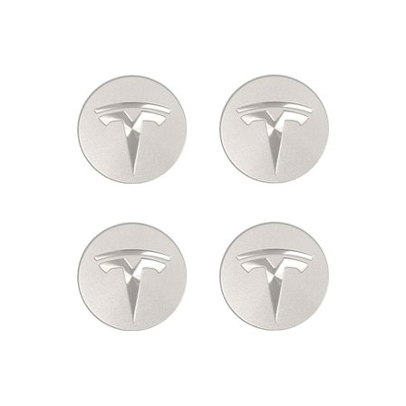 Sopii tesla Tesla malli 3 napakeskuksen kannen logo - hopea hopea logo (kiiltävä) (neljä pakkausta)