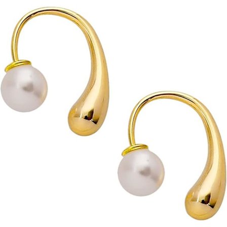 Perle Hoop Øredobber for Kvinner Lettvægt Perle Åpne Øredobber Bri