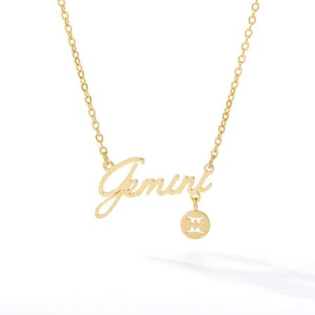 Constellation Bokstäver Hänge Halsband För Kvinnor Födelsedag Smycken Runda 12 Zodiac Choker Halsband Bästa Vänner Gåvor gemini
