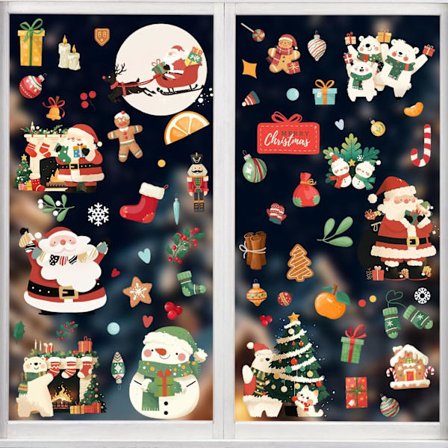 143 kpl Joulun Ikkunatarrat, 9 Arkkia Kaksipuolisia Joulupukki Lumiukko Kuusi Tarrat Staattiset Ikkunatarrat