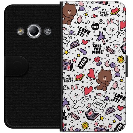 Kompatibel Tegnebogsetui til Samsung Galaxy Xcover 3 Sød kawaii mønsterillustration med bjørnekanin hjerter og kærlighedstema farverig tegnet desi
