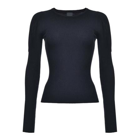 Pinko Coast 1 Stretch Wool Blend RIB Sweater Sort, Dame