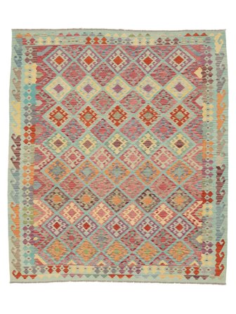 Koberec Orientální Kelim Afghán Old Style 259X298 Zelená/Hnědá Velký (Vlna, Afghánistán)