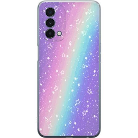Kompatibel Mobilcover til OnePlus Nord N200 5G Rainbow-farvet pastelbaggrund med hvide stjerner og glitrende prikker i blød overgang