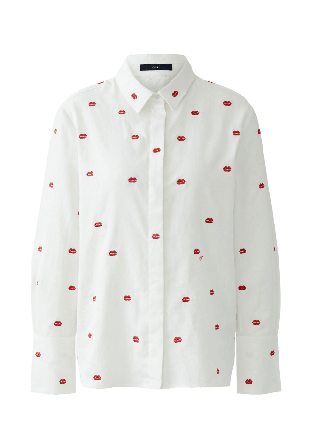 Oui Skjorta med pussmunnar Blusar Dam Vit 34