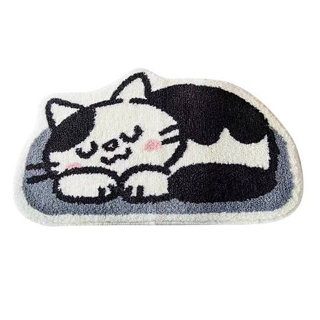 Badematte Søt Enkel Hurtigtørkende Anti-Skli Dusjmatter for Hoteller og Hjem Liggende Katt 40x60cm/15,7x23,6in Kashmir-Imitasjon