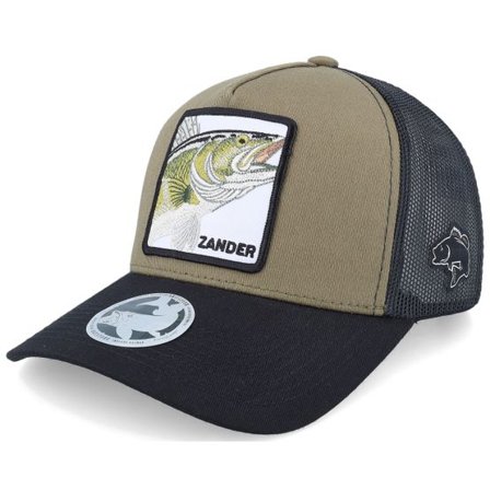 Skillfish - Grön trucker Keps - Zander Box Dark Olive/Black A-frame Trucker @ Hatstore