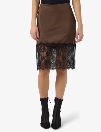 NOISY MAY Nminferno Mw Short Satin Lace Skirt - Brown - M