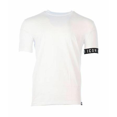 Dsquared2, Round Neck T-shirt Icon White-Black Wit, Heren, Maat:XL