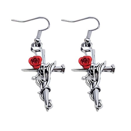 Kors/halvmåne vedhæng ørering gotisk stil cool metal hænge øreringe vintage små hoop øreringe mode smykker