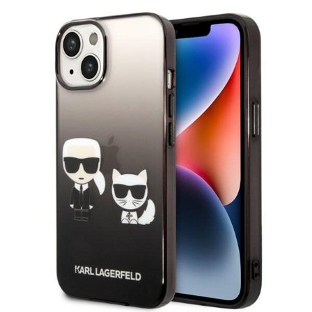 Karl Lagerfeld KLHCP14MTGKCK iPhone 14 Plus 6.7" Musta/Kuvio Gradientti Ikonik Karl & Choupette