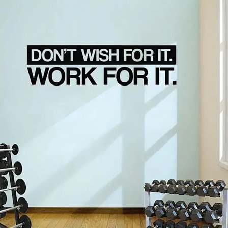 1pc Don't Wish For It, Work For It, Inspirational Quotes Wall Decals,Office Vinyl Art Decor Gym Wall Sticker 28×7.6In