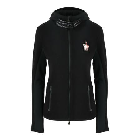 Moncler Logo-Patch Hooded Jakke Sort, Dame