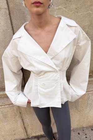 NA-KD Chemise courte à double boutonnage - Tenue de bureau - Blanc - EU 44