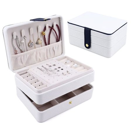 Smykkeboks for kvinner og jenter, smykkeboks med 3 nivåer