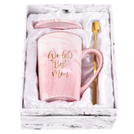 Kaffekrus Mor, Bedste Mor Nogensinde Krus Til Mors Dag Fødselsdagsgave, Kvinder Marmor 473 ml Pink Keramisk Pakkeske til Bedstemor Gaver