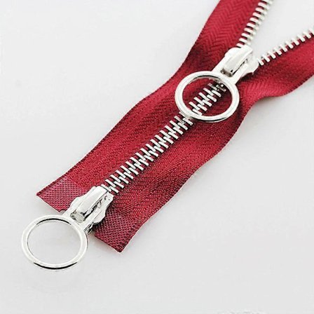 5# 70/90cm Metall Dragkedja Dubbel Slider Rund Ring Dragkedja Kompatibel med DIY Sömnad Kläder vinröd