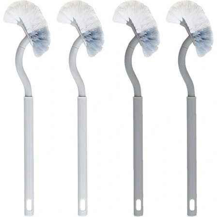 4 stk. Bøyde toalettbørster, dobbeltsidig rengjøring, lengre håndtak, dekontaminering, rengjøring av bunn