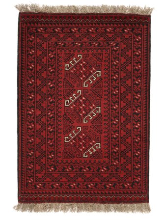 Orientalsk Afghan Fine Tæppe 78X118 Sort/Mørkerød Uld, Afghanistan Carpetvista