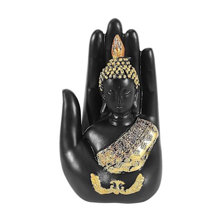 Thai Buddha i håndfladen Statue Figur, Buddha Skulptur - Indendørs/Udendørs Dekoration til Have, Terrasse, Veranda Kunst Dekoration