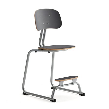 Classroom chair YNGVE, skid base, silver, anthracite, H 520 mm