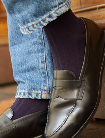 AN IVY Purple Ribbed Socks - Purple - 43-46