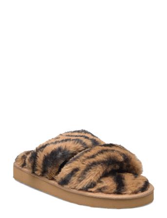 Sara Double Strap Fur Zebra Slipper Patterned Hunkemöller