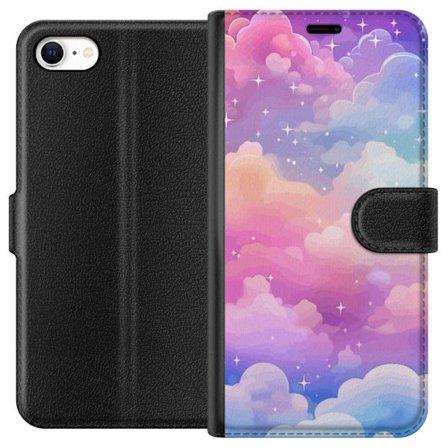 Kompatibelt Lommeboketui til Apple iPhone 6s Søt enhjørning med regnbuefarget hår mot en stjernebelagt pastellbakgrunn i kawaii-stil