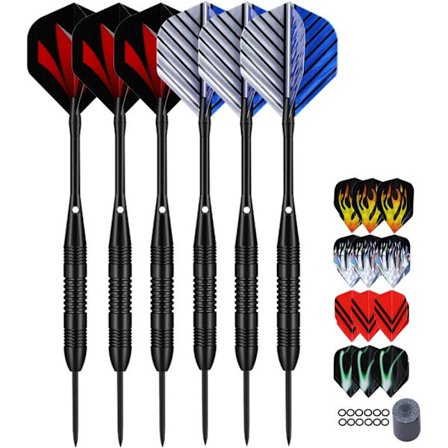 Professionelt 6-pak/12-pak stålpile sæt 22 23 gram med sorte aluminiumskafter