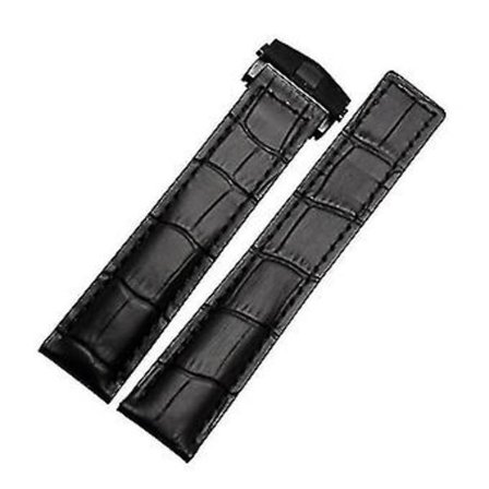 Äkta Läderarmband 19mm 20mm 22m För Tag Heuer Klockarmband Herr Armbandsur Band Tillbehör Vikspänne Läder Klockarmband-svart Röd Svart -jx