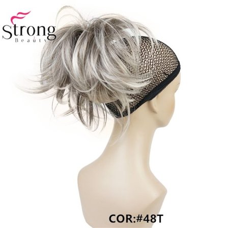 Silver 10-12 tum Kort Natural Wave hästsvans hårförlängning med kloklämma i hårstycke FÄRGVAL