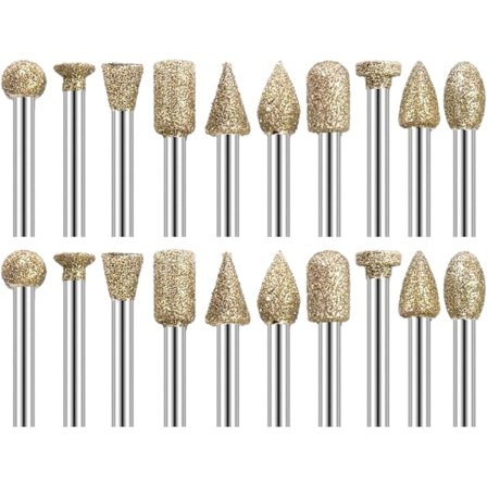 Diamantgravyrstiftset, 20 st Roterande verktygstillbehör med 1/8" skaft för gravyr, slipning, polering, gravering av sten, keramik och glas