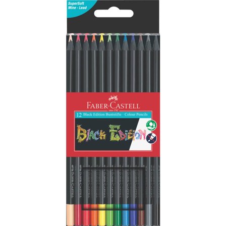 FABER-CASTELL Farbstiftetui FC 12ST Black Edition sort FABER CASTELL 116412, 116412