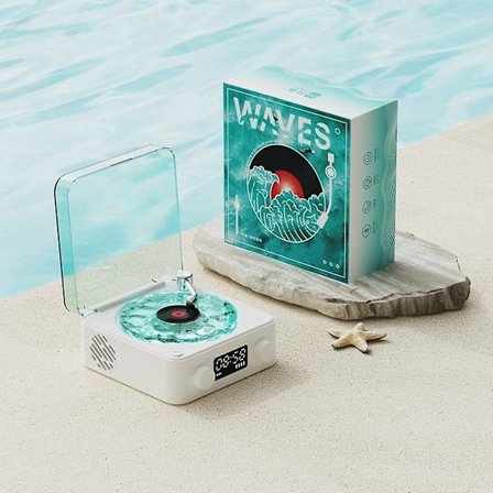 The Waves Vinylspelare, Wave Retro Vinylskivspelare Trådlös Bluetooth-högtalare