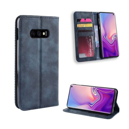 Samsung Galaxy S10e Vintage Lommeboketui I Skinn - Blå