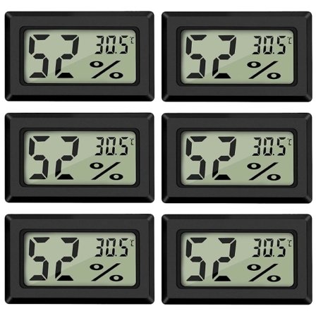Digital temperatur- och fuktighetsmätare Termometer Mini Digital Termometer Hygrometer och Fuktighetsmätare Svart (6-pack - Fyrkantig)