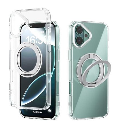 Bagskal med MagSafe og mobilring til iPhone 16 Plus - Klar/hvid