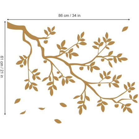 Seinän tarrat Puun oksa Koristeellinen tarra Kultaiset lehdet Seinäkoriste