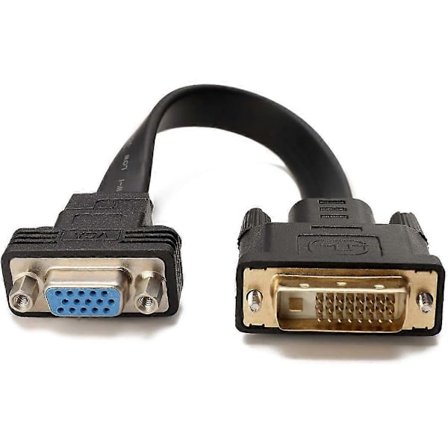 Aktiivinen DVI-D Dual Link 24+1 uros - VGA naarasvideo litteällä kaapelilla
