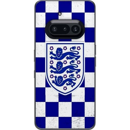 Kompatibelt Mobildeksel til Nothing Nothing Phone (3a) Grafisk sjakkbrett-mønster i blått og hvitt med et klassisk heraldisk emblem, retroinspirert