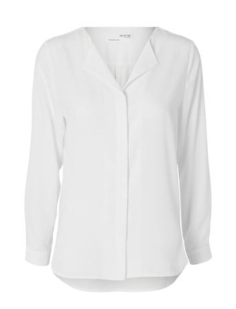 Slfsim -Dynella Ls Shirt O White Selected Femme