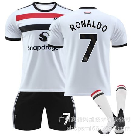 2425 Röde Djevler andre gjestedrakt hvit fotballdrakt sett 10 Rashford 37 Menou 17 Ghana Joe 7 C Ronaldo herretrøye C Ronaldo 7 Socks_yu