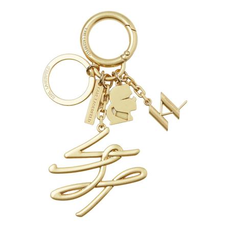 Karl Lagerfeld Autograph Metal Keychain Gul, Dame Nøgleringe, Størrelse: ONE Size