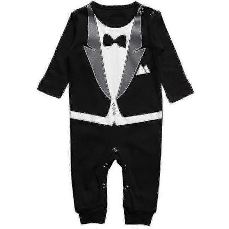 Spedbarn Gutter Jumpsuit Smoking Romper Bryllup Ett Stykke Liten Gentleman Antrekk for Spesielle Anledninger