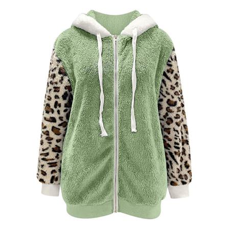 Dam Color Block Fleece Fuzzy Hoodies Långärmade Plyschjackor