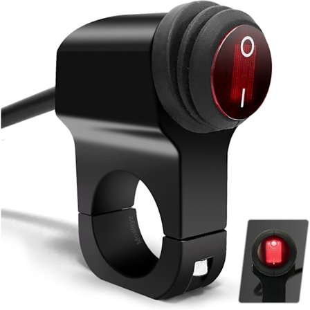 (22mm) Rød 1-delt ATV Lyskontakt 12V Vandtæt Aluminium Legering Motorcykel Styrkontakter til Motorcykel ATV UTV - Passer til 7/8" Styr